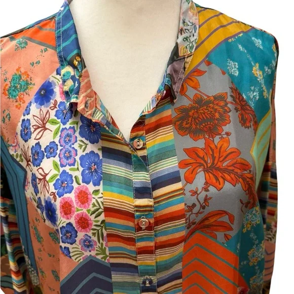 JOHNNY WAS Imagination Kari Button Down Women’s Top. Size L. NWT - Picture 11 of 16
